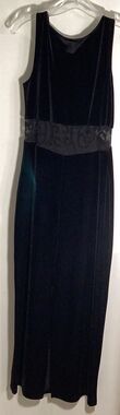 Vintage Entrancy Black Maxi Dress Medium Womens Sleeveless Maxi Velvety Lace 90s